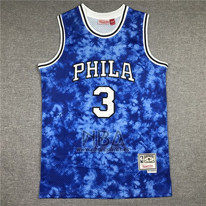 Camiseta Philadelphia 76ers Allen Iverson NO 3 Galaxy Azul